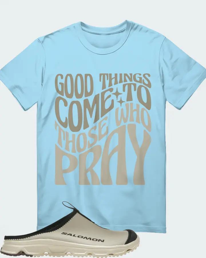 Salomon RX Slide 3.0 Sneaker Matching Ocean Blue T-Shirt - Good Things Come To Those Who Pray
