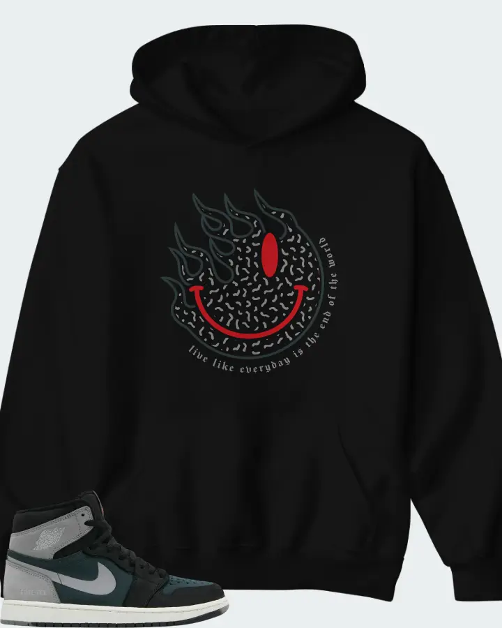 Air Jordan 1 High Element GORE-TEX Black Particle Grey Matching Hoodie