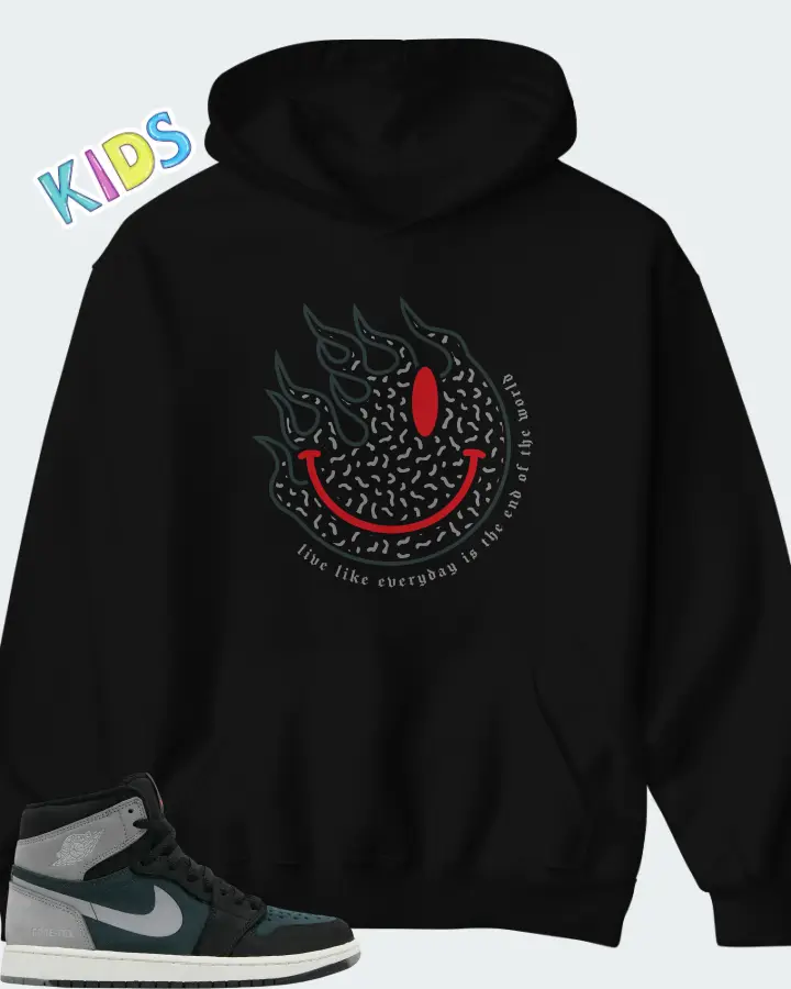 Air Jordan 1 High Element GORE-TEX Black Particle Grey Matching Kid's Hoodie
