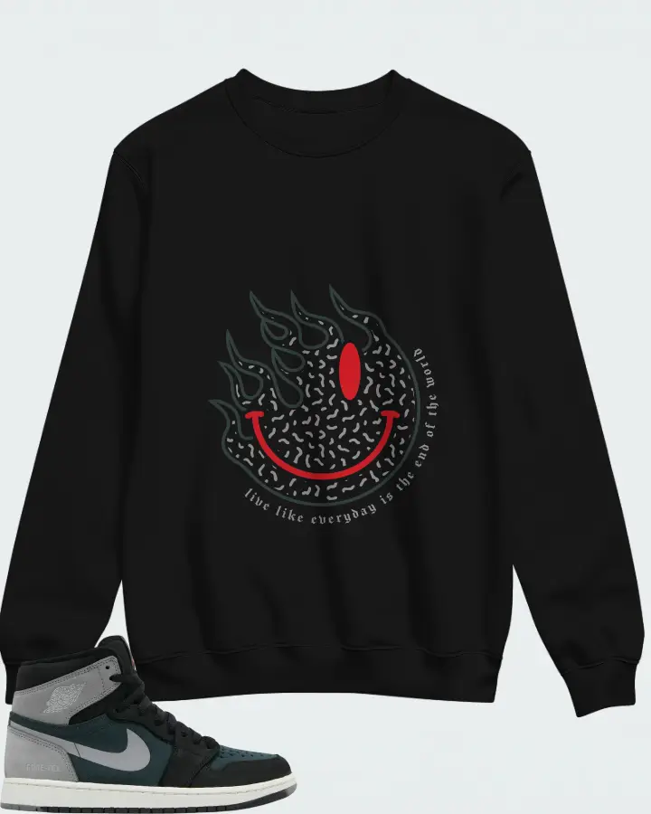 Air Jordan 1 High Element GORE-TEX Black Particle Grey Matching Sweatshirt