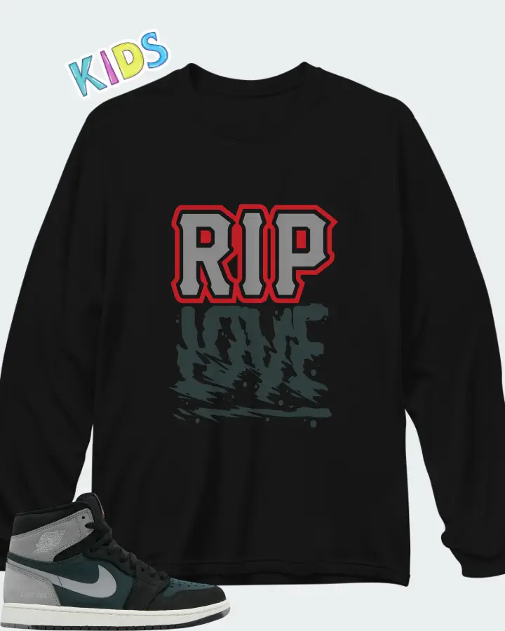 Air Jordan 1 High Element GORE-TEX Black Particle Grey Matching Kid's Long Sleeve T-Shirt