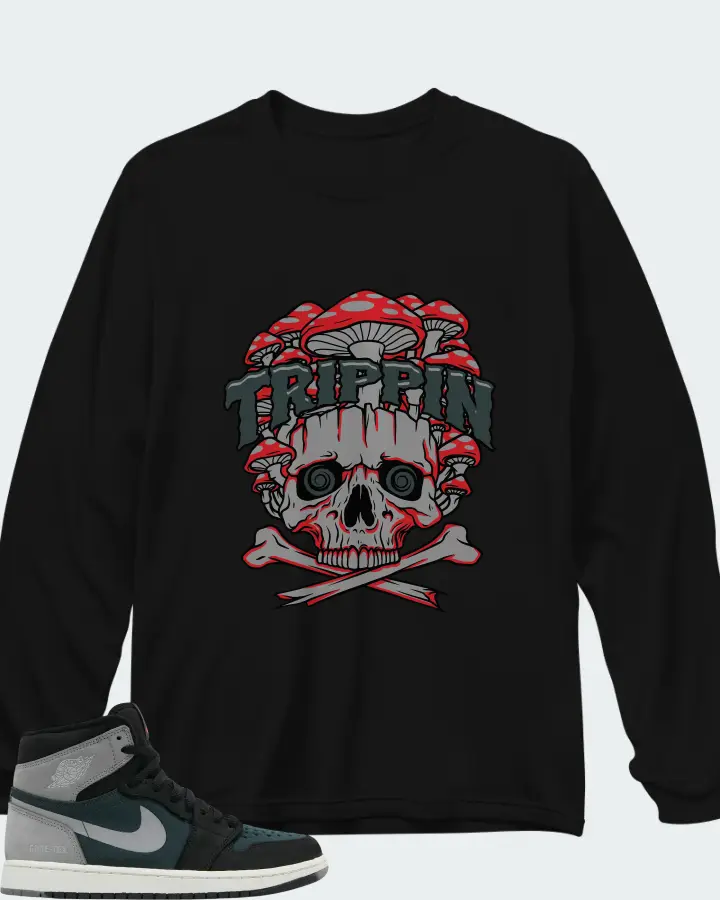 Air Jordan 1 High Element GORE-TEX Black Particle Grey Matching Long Sleeve T-Shirt