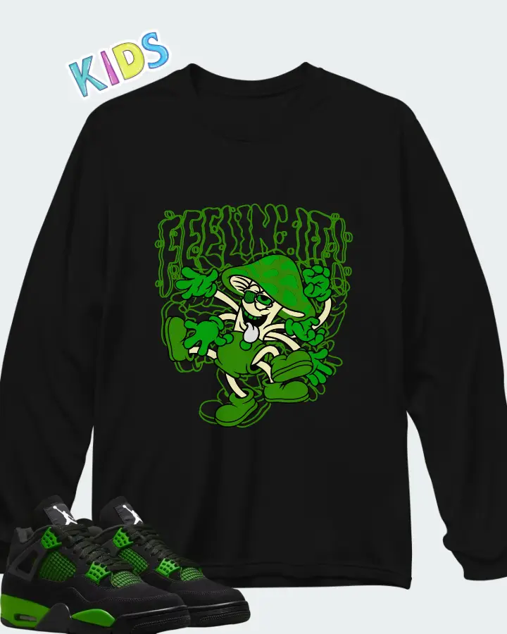 Air Jordan 4 Green Thunder Matching Kid's Long Sleeve T-Shirt