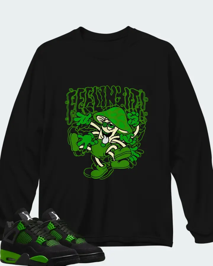 Air Jordan 4 Green Thunder Matching Long Sleeve T-Shirt