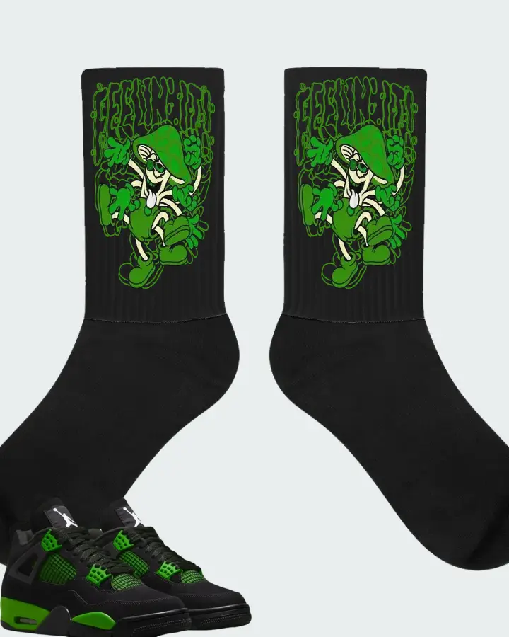 Air Jordan 4 Green Thunder Matching Socks