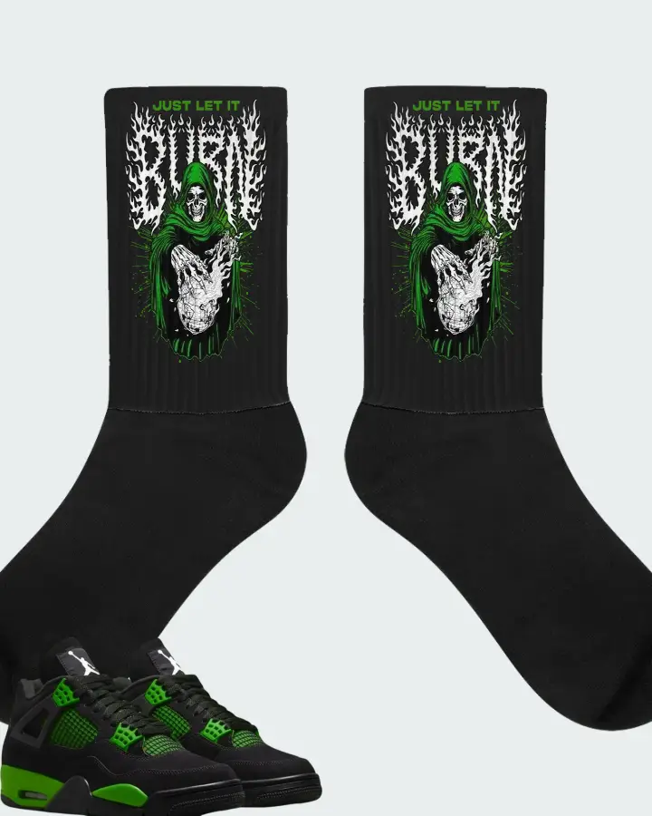 Air Jordan 4 Green Thunder Matching Socks