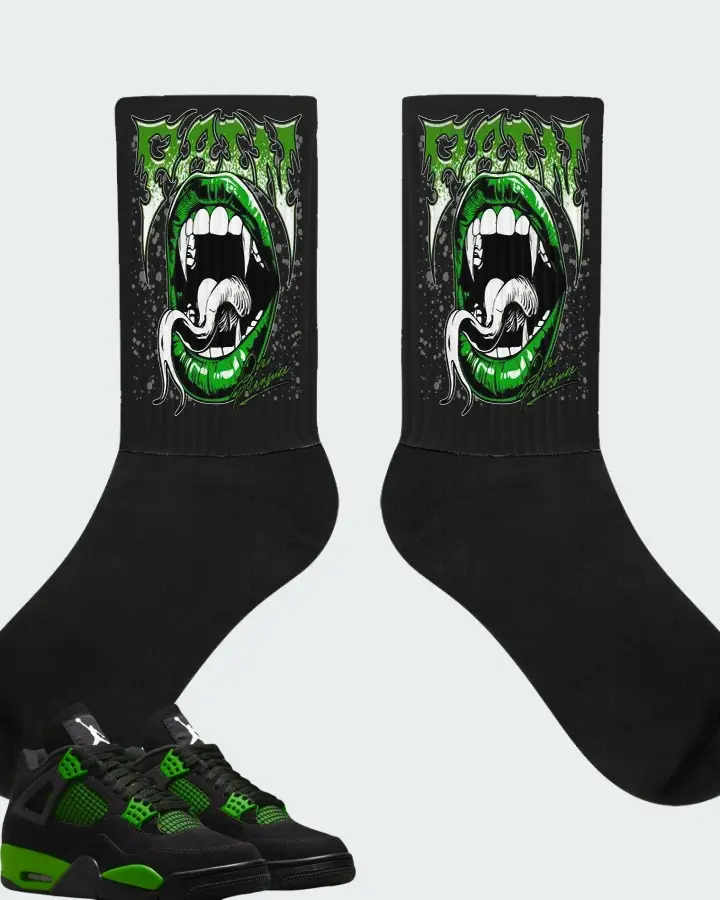 Air Jordan 4 Green Thunder Matching Socks