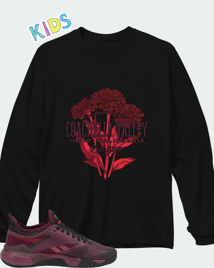 Reebok Nano Court Black Cherry Matching Kid's Long Sleeve T-Shirt