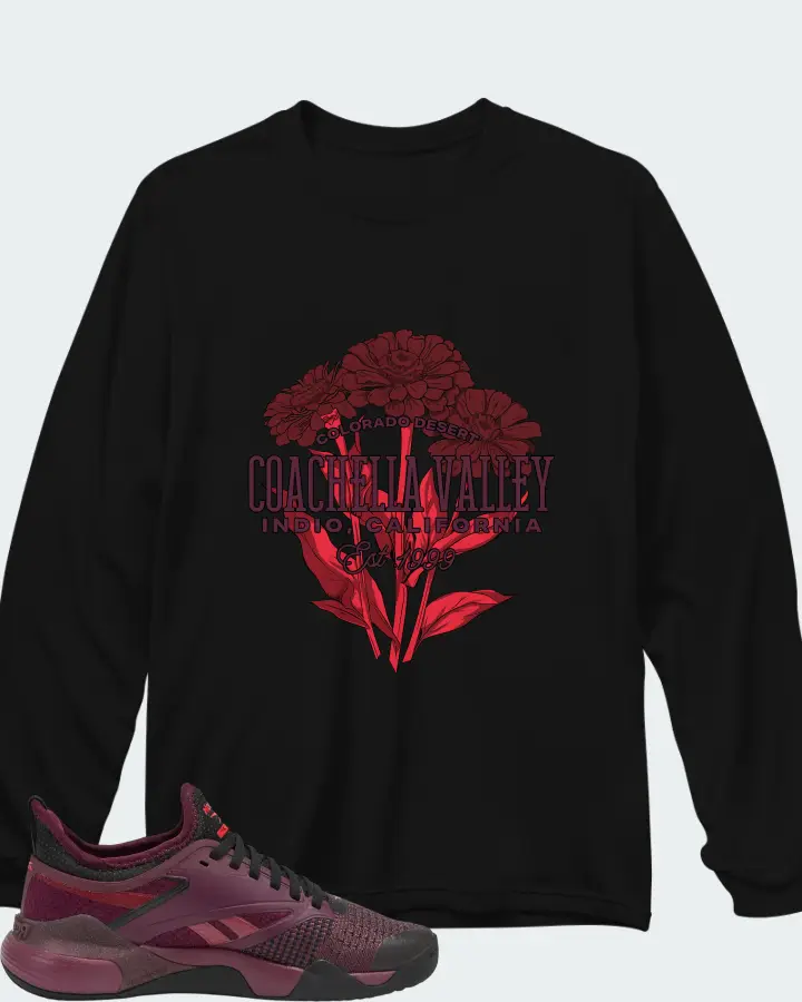 Reebok Nano Court Black Cherry Matching Long Sleeve T-Shirt