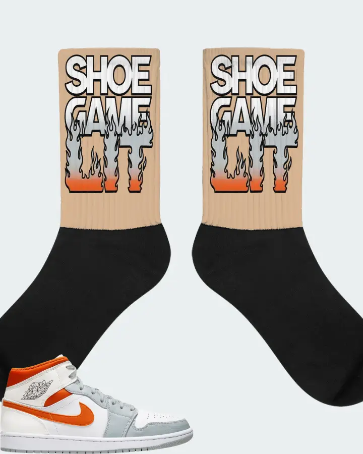 Jordan 1 Mid Sneaker Matching Cream Socks - Shoe Game Lit Refreshed