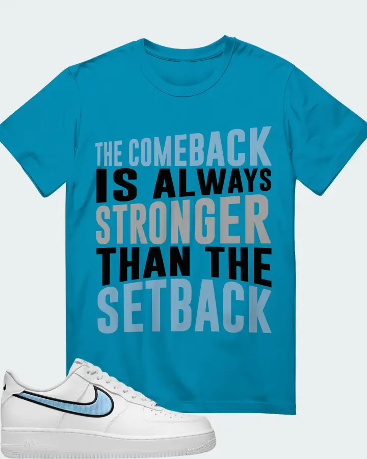 Nike Air Force 1 Iridescent Swoosh Sneaker Matching Aqua T-Shirt - The Comeback