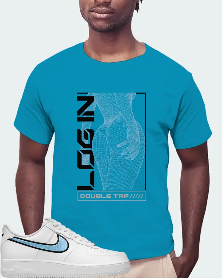 Nike Air Force 1 Iridescent Swoosh Sneaker Matching Aqua T-Shirt (LOGIN) - View 4