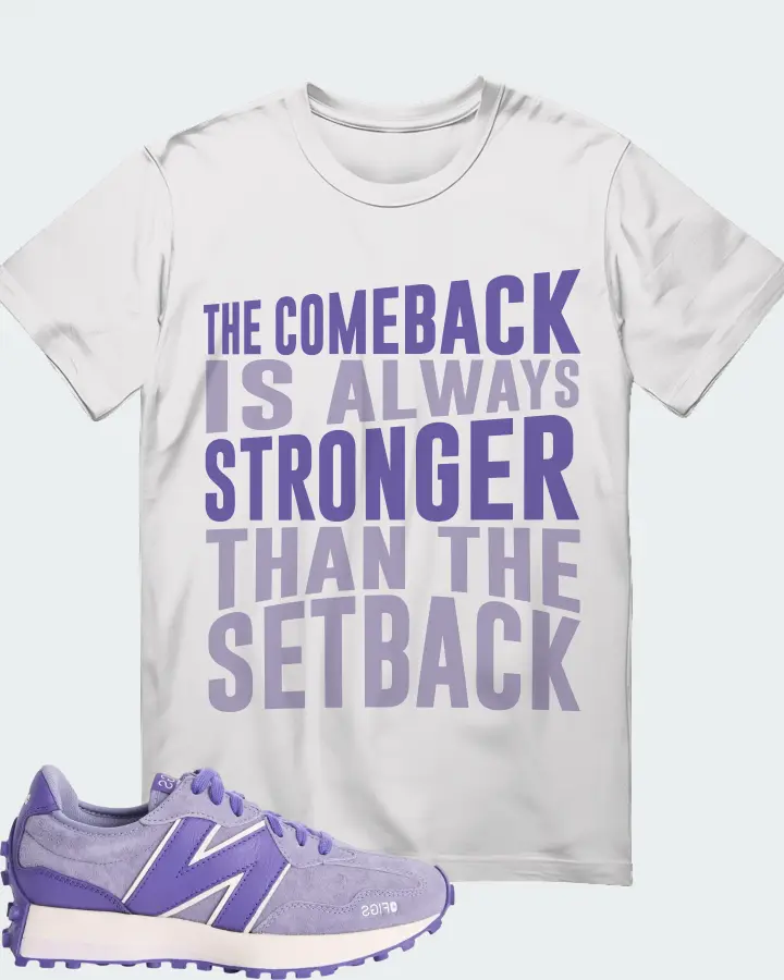 New Balance 327 Amethyst Sneaker Matching White T-Shirt - The Comeback