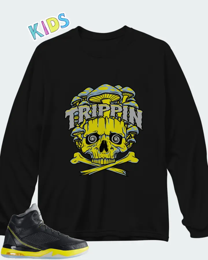 Air Jordan Flight Future Remix Wolf Grey Matching Kid's Long Sleeve T-Shirt