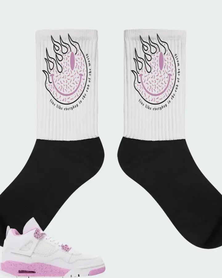 Air Jordan 4 Pink Oreo Matching Socks