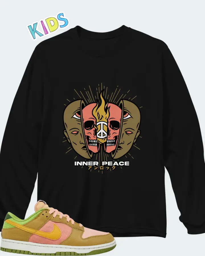 Nike Dunk Low Sun Club - Arctic Orange Sanded Gold Matching Kid's Long Sleeve T-Shirt