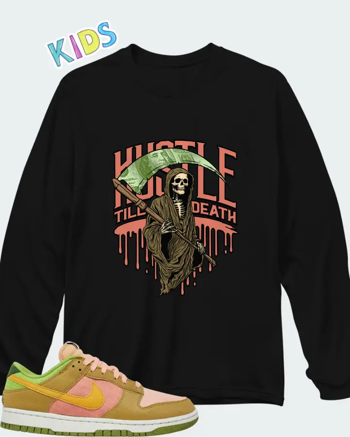 Nike Dunk Low Sun Club - Arctic Orange Sanded Gold Matching Kid's Long Sleeve T-Shirt