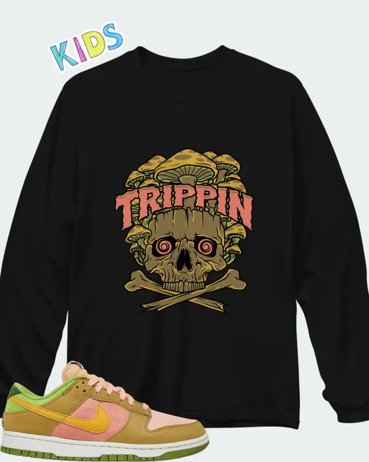 Nike Dunk Low Sun Club - Arctic Orange Sanded Gold Matching Kid's Long Sleeve T-Shirt