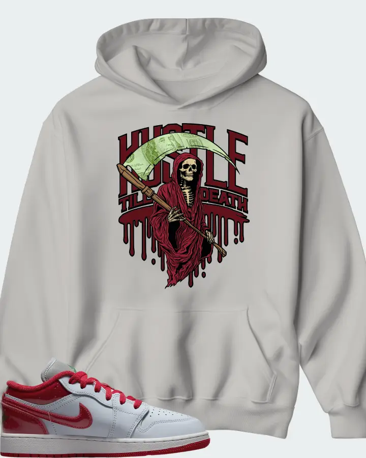 Air Jordan 1 Low SE White University Red Grey Matching Hoodie