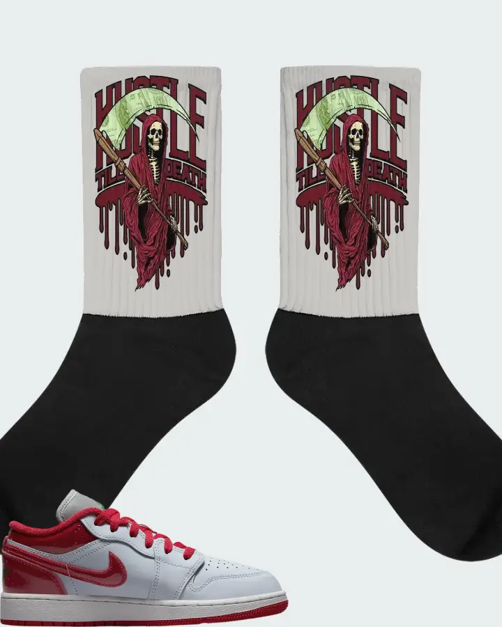 Air Jordan 1 Low SE White University Red Grey Matching Socks