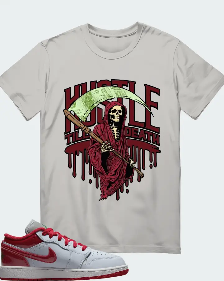 Air Jordan 1 Low SE White University Red Grey Matching T-Shirt
