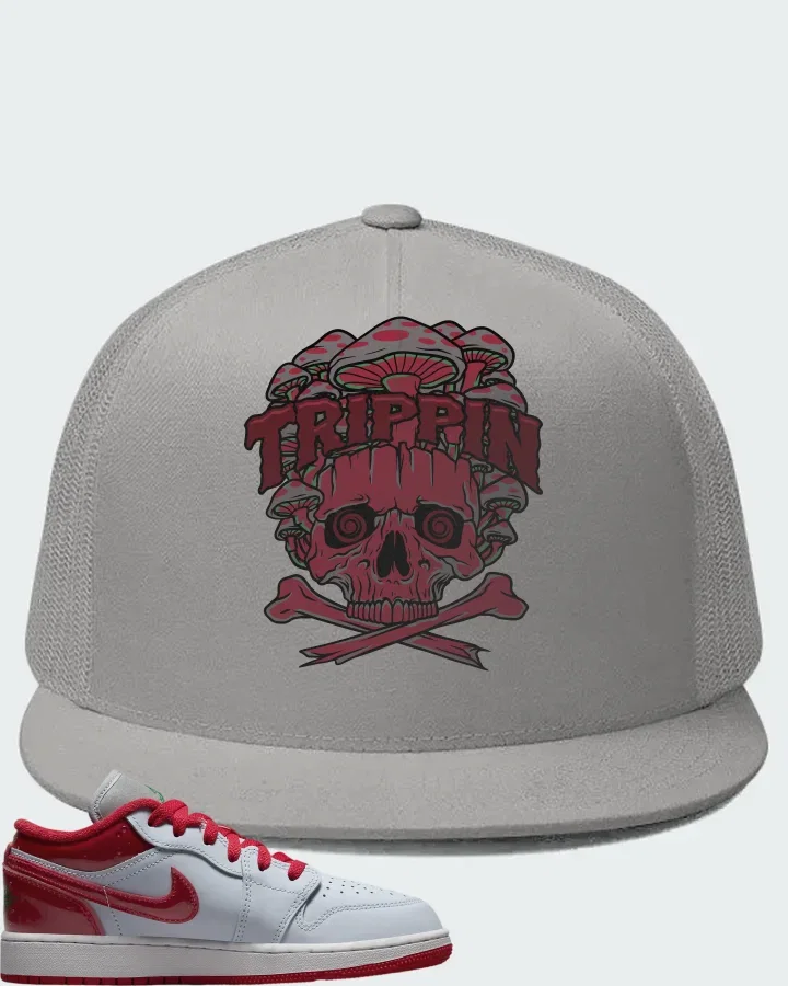Air Jordan 1 Low SE White University Red Grey Matching Hat