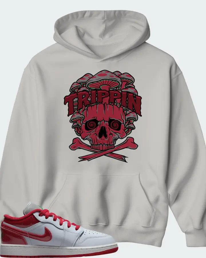 Air Jordan 1 Low SE White University Red Grey Matching Hoodie