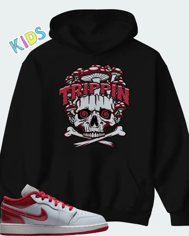 Air Jordan 1 Low SE White University Red Grey Matching Kid's Hoodie