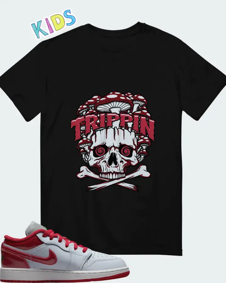 Air Jordan 1 Low SE White University Red Grey Matching Kid's T-Shirt