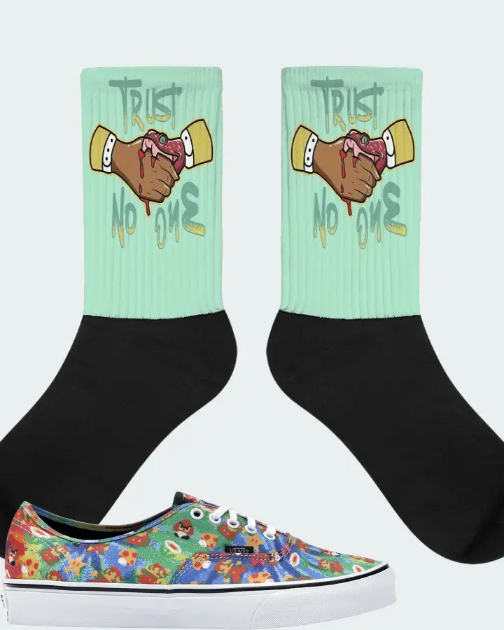 Vans Authentic Sneaker Matching Mint Socks - Trust No One