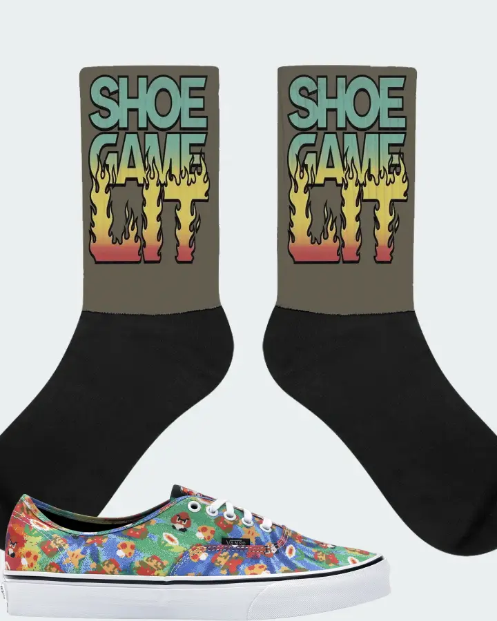Vans Authentic Sneaker Matching Army Green Socks - Shoe Game Lit Refreshed