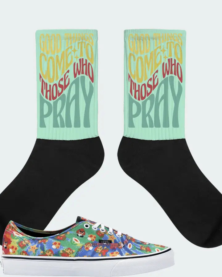 Vans Authentic Sneaker Matching Mint Socks - Good Things Come To Those Who Pray