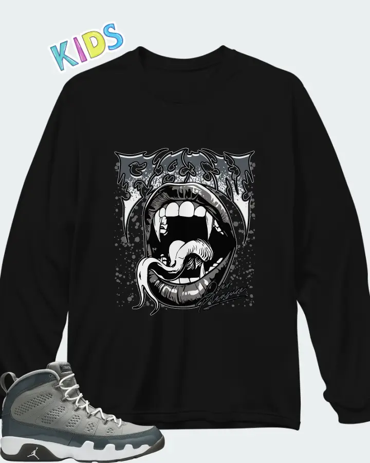 Air Jordan 9 Cool Grey Matching Kid's Long Sleeve T-Shirt