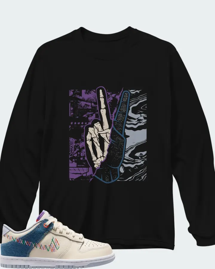 Nike Dunk Low Soft Pearl Blue Denim Matching Long Sleeve T-Shirt