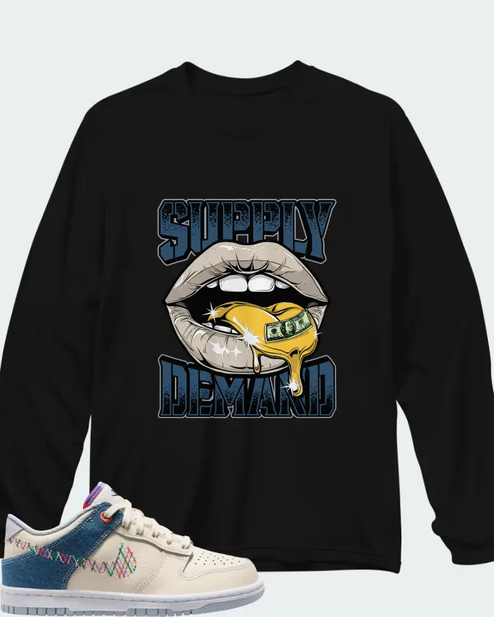 Nike Dunk Low Soft Pearl Blue Denim  Matching Long Sleeve T-Shirt