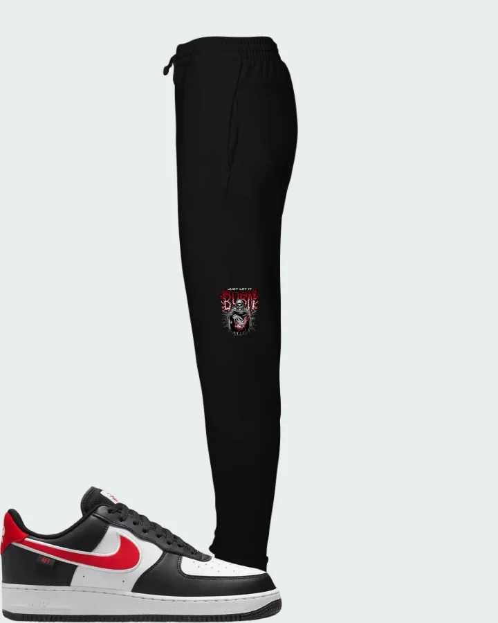 Nike Air Force 1 '07 Next Nature Black White University Red Matching Joggers