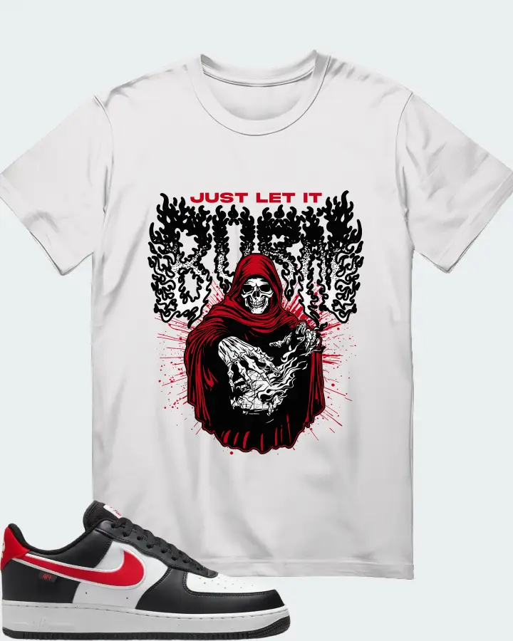 Nike Air Force 1 '07 Next Nature Black White University Red Matching T-Shirt