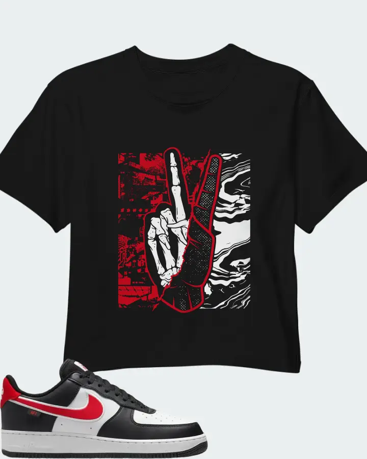 Nike Air Force 1 '07 Next Nature Black White University Red Matching Crop Top