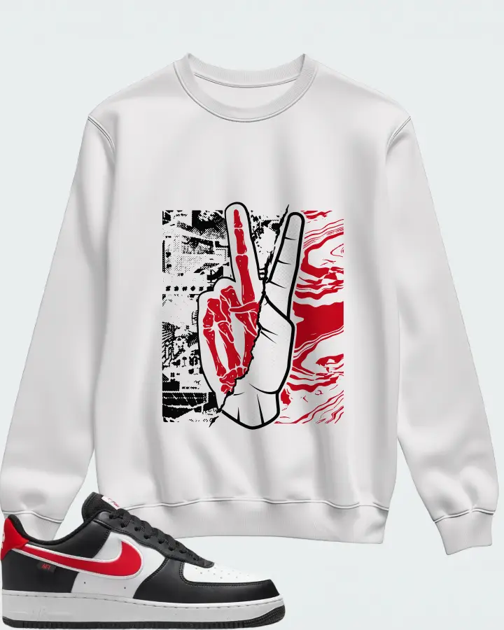 Nike Air Force 1 '07 Next Nature Black White University Red Matching Sweatshirt