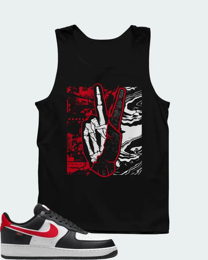 Nike Air Force 1 '07 Next Nature Black White University Red Matching Tank Top