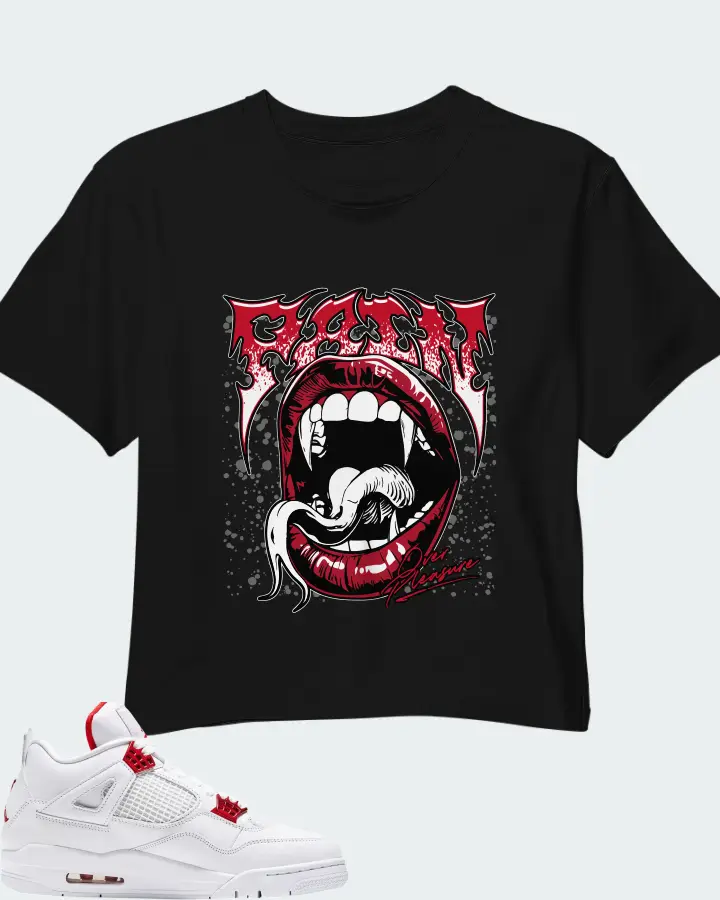Air Jordan 4 Retro Metallic Red Matching Crop Top