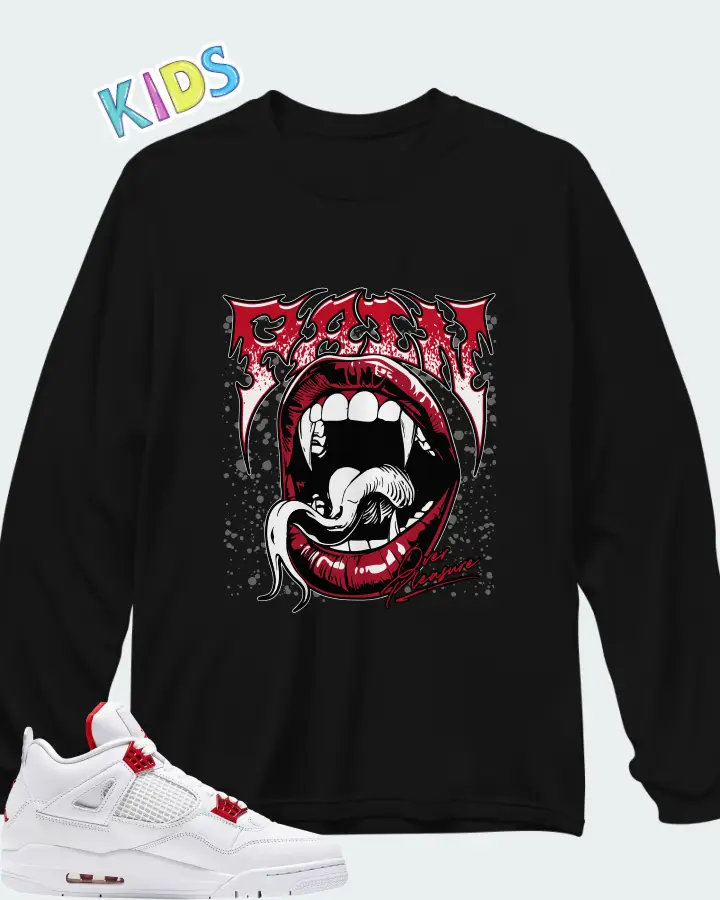 Air Jordan 4 Retro Metallic Red Matching Kid's Long Sleeve T-Shirt