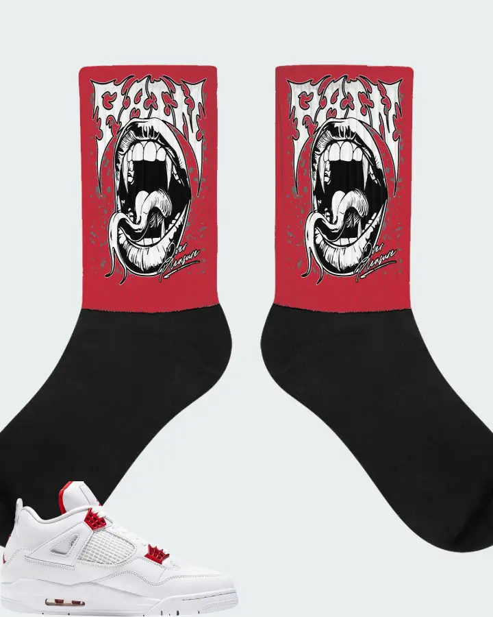 Air Jordan 4 Retro Metallic Red Matching Socks