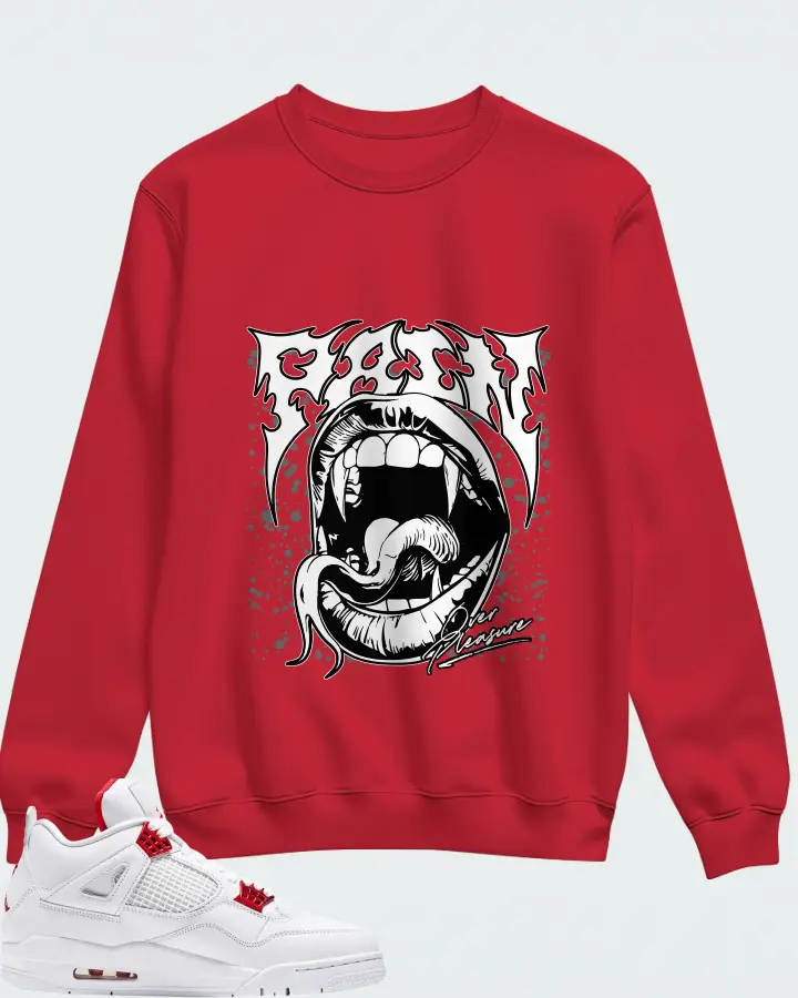Air Jordan 4 Retro Metallic Red Matching Sweatshirt