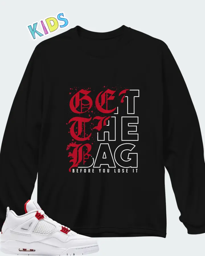 Air Jordan 4 Retro Metallic Red Matching Kid's Long Sleeve T-Shirt