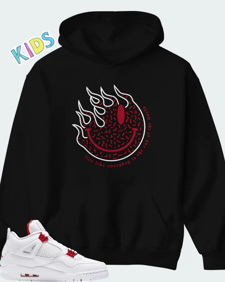 Air Jordan 4 Retro Metallic Red Matching Kid's Hoodie