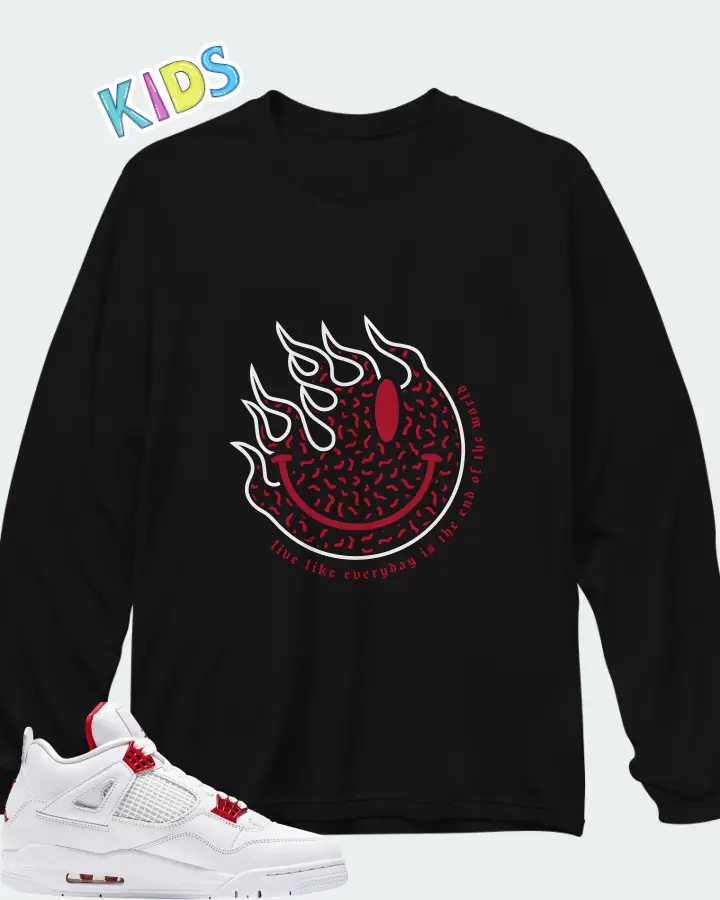 Air Jordan 4 Retro Metallic Red Matching Kid's Long Sleeve T-Shirt