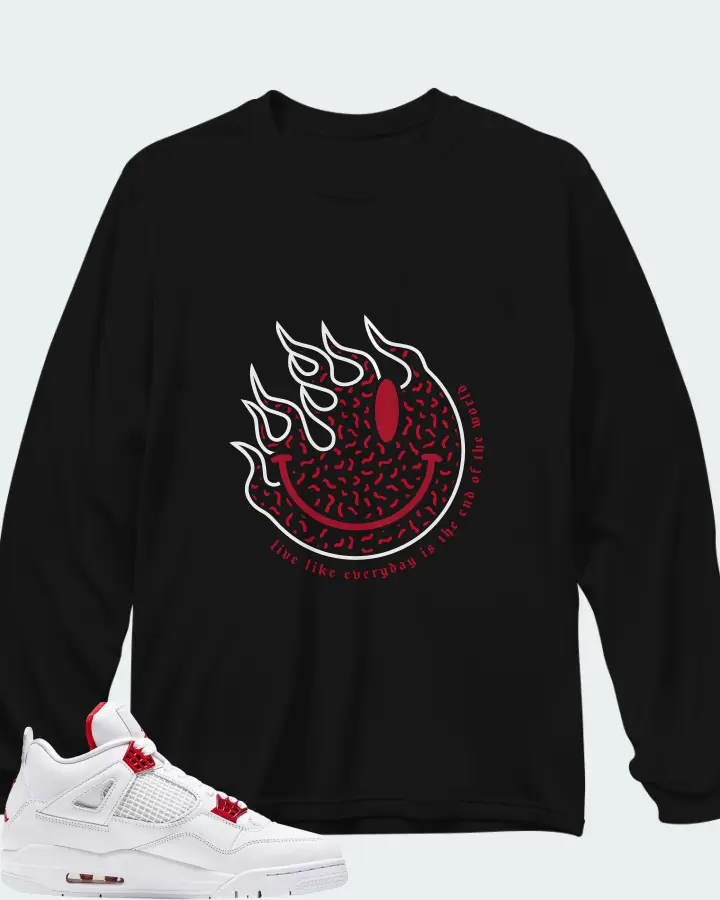 Air Jordan 4 Retro Metallic Red Matching Long Sleeve T-Shirt