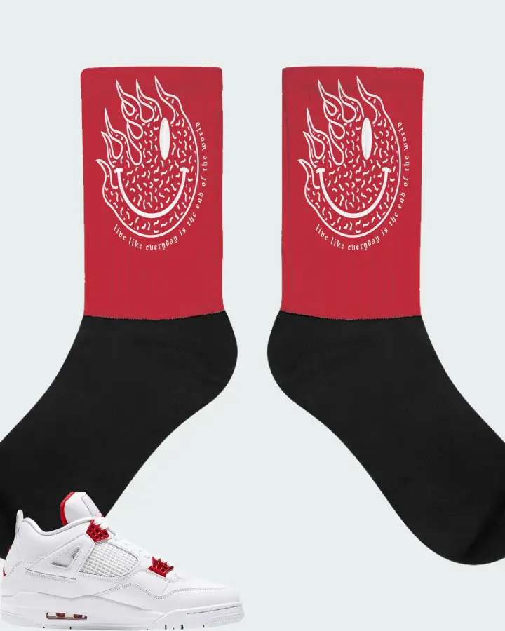 Air Jordan 4 Retro Metallic Red Matching Socks