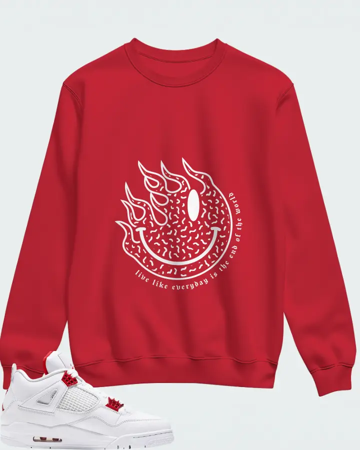 Air Jordan 4 Retro Metallic Red Matching Sweatshirt